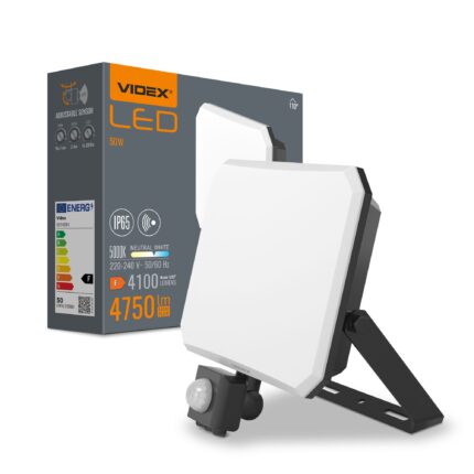 LED Floodlight with motion sensor VIDEX-FLOOD-LED-F3-PIR-50W-5K