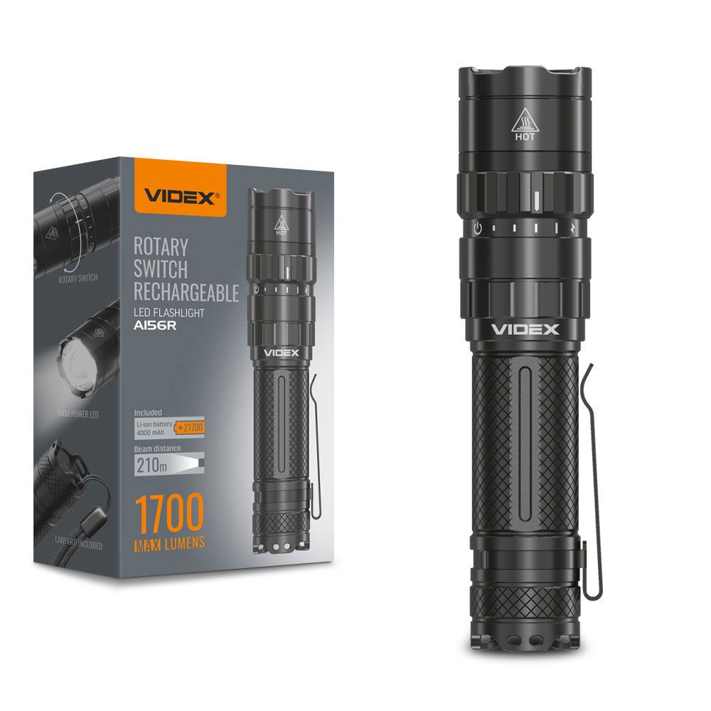 LED Portable Flashlight VIDEX VLF-A156R 1700Lm 6500K LED Portable Flashlight VIDEX VLF-A156R 1700Lm 6500K