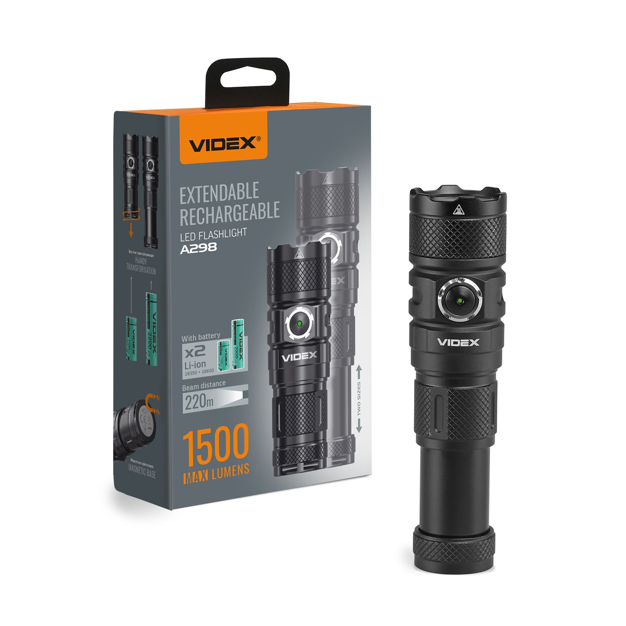 LED Portable Flashlight VIDEX VLF-A298 1500Lm 5000K LED Portable Flashlight VIDEX VLF-A298 1500Lm 5000K
