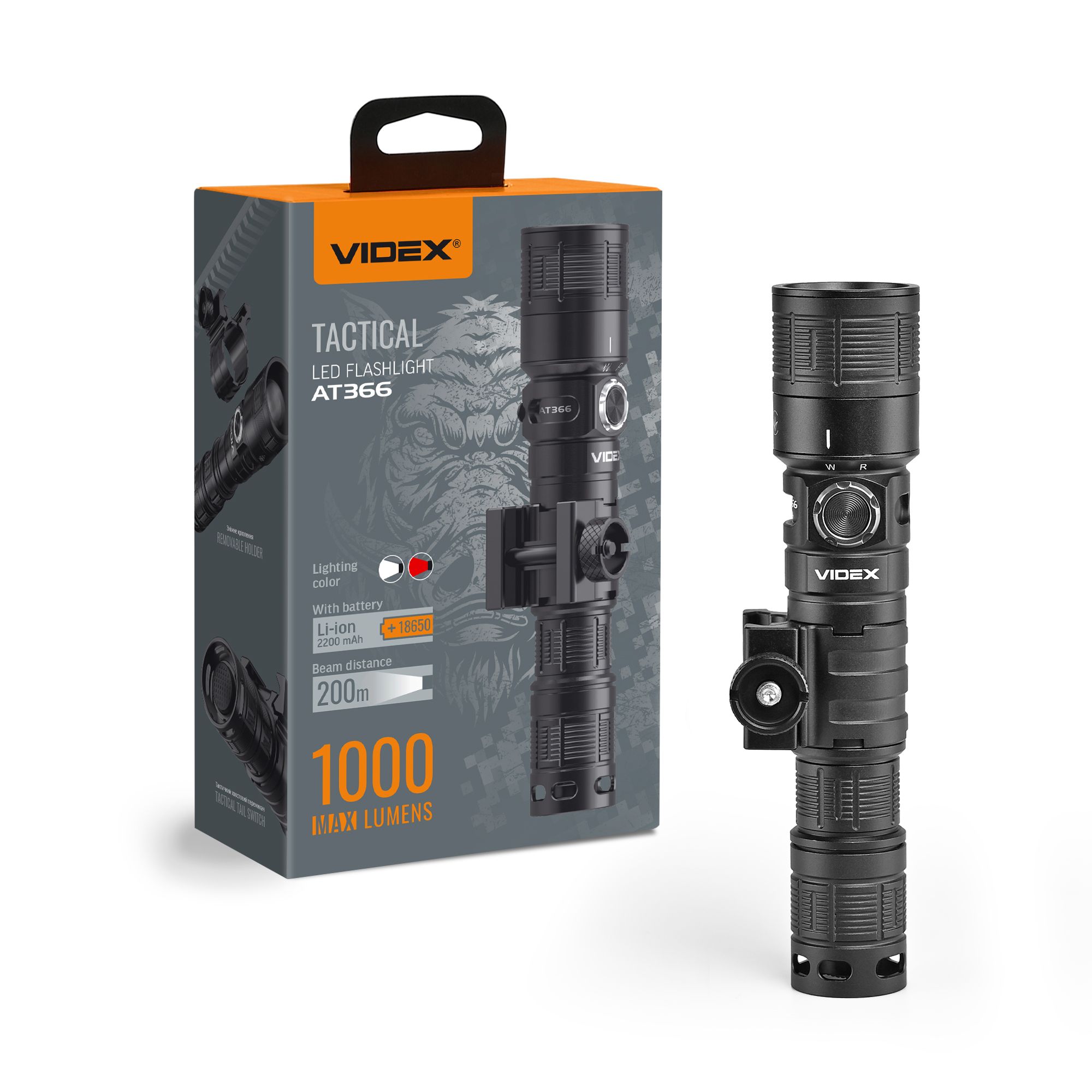 Tactical LED Flashlight VIDEX VLF-AT366 1000Lm 5000K Tactical LED Flashlight VIDEX VLF-AT366 1000Lm 5000K